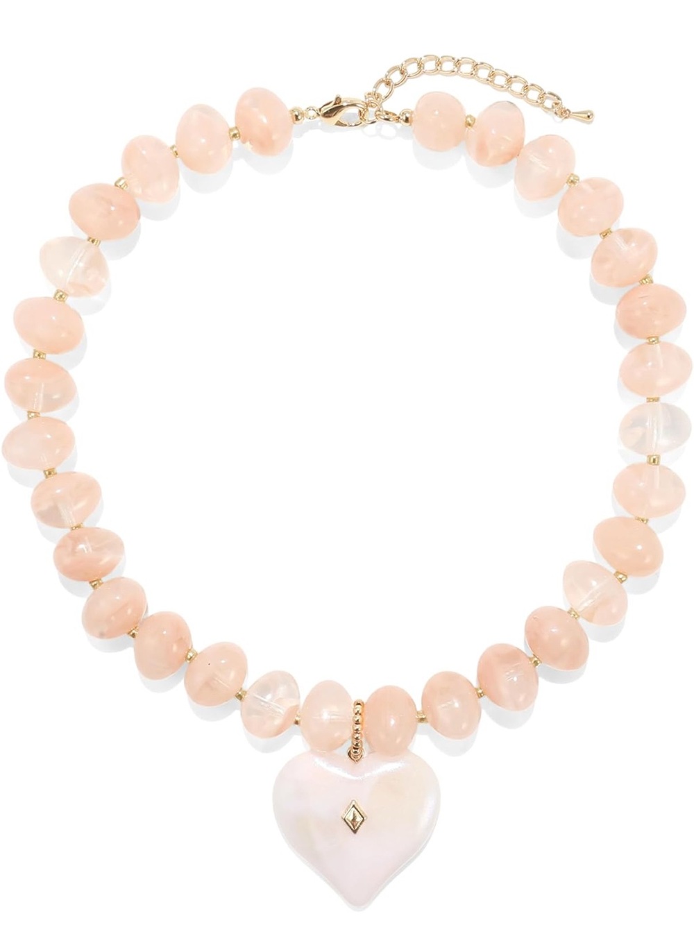 Light Pink  Beaded Necklace with Heart NEW - Picture 5 of 5